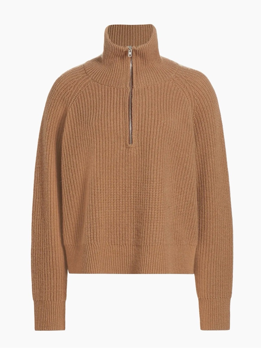 Nili Lotan Garza Cashmere Quarter Zip Sweater Camel Medium - Picture 2 of 11